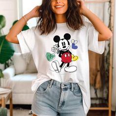 Disney T-Shirt Valentine Day Mickey Mouse T-Shirt   Your everyday style essential. Made with soft, breathable fabrics for comfort all day long. Choose from a variety of designs and colors to showcase your personal style. Perfect for casual outings or layering with other pieces. Versatile, timeless, and a must-have in any wardrobe.Disney T-Shirt Valentine Day Mickey Mouse T-Shirt  – Our Custom T-shirts are what you are looking for. Made with highly breathable and soft fabric, our Mickey T Shirt, Disney Style White T-shirt With Funny Print, White T-shirt With Funny Print For Disney Fan Events, Casual White T-shirt For Disney Fan Events, Casual T-shirt With Funny Print For Disney Fan Events, Mickey Mouse Tshirt, Outfit Disney, Disney T Shirt, Mickey Mouse T Shirt