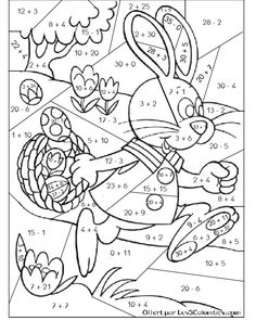 a coloring page with numbers and an image of a bunny in the middle, on top of