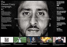 an ad for the nike brand featuring a man's face and many other images