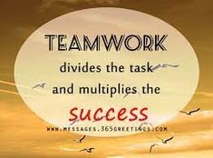 the words teamwork divides the task and multiplies the success with seagulls flying around