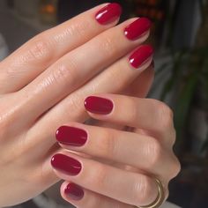 Short Nail Polish Designs, Cirque Colors Jelly, 1940s Nails, Simple Gel Nail Art, Short Nails Autumn, Red Nails For Fall, Fall Red Nails, Fall Nails Red, Gel Short Nails