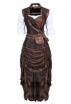 Corset Dress Vintage, Corset With Skirt, Steampunk Corset Dress, Blouse Corset, Medieval Peasant, Saloon Girl, Moda Steampunk, Women Steampunk, Corset Steampunk