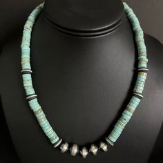 Sterling Silver Turquoise Heishi Bead Necklace. 18 Inch Best Offers Accepted! Heishi Necklace, Heishi Beads, Silver Turquoise, Turquoise Sterling Silver, Bead Necklace, Womens Jewelry Necklace, Beaded Necklace, Jewelry Necklaces, Womens Sizes