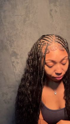 Half Feed Ins Half Sew In Weave Curly, Reverse Fulani Braids, Braids W Sew In, Hairstyles For Birthday Braids, Braids Weave In The Back, Braids Flip Over, Fulani Braids And Quick Weave, Trible Braids Freestyle Flip Over, Brown Flip Over Fulani Braids