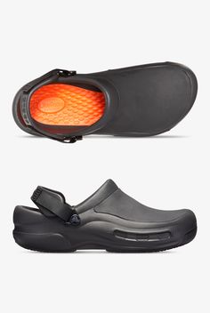 The Crocs Professional Bistro Pro 205669 - 1 Black LiteRide Clog feature Crocs Lock slip-resistant tread. The next-generation LiteRide foam insoles are super-soft, incredibly lightweight and extraordinarily resilient. they are easy to clean with soap and water and comes with heel strap for a more secure fit.. Crocs™ Professional Bistro Pro Black Literide Clog - Size W8M6 Crocs Bistro, Med Couture Scrubs, Bistro Apron, Healing Hands Scrubs, Medical Shoes, New Crocs, Chef Shoes, Nursing Clogs, Chef Wear