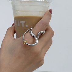 Irregular Abstract Double Twist Statement Ring Silver Plated Adjustable/Resizeable Open Band Beautiful trendy ring with free organza bag Retro Fashion Women, Retro Ring, Wave Ring, Adjustable Jewelry, Trendy Ring, Geometric Ring, Finger Rings, Rings For Girls, Design Silver