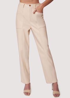 ELIGIBLE FOR RETURNS OR EXCHANGES We're walking into the new year in pants that look as chic as they are comfy! The Brunch Affair Straight Leg Pants are made with vegan leather that stretches for extra enjoyment! An elegant design is mixed with a unique utility style through intricate seam detailing and front patch pockets. You can find that these high waisted pants offer belt loops and faux back pockets for more styling options! WPWC04115 Imported 35% Polyurethane, 65% Polyester Model is 5 ft 9 Utility Style, Unique Designers, Designer Collection, Straight Leg Pants, High Waisted Pants, Air Dry, Sustainable Fashion, Leg Pants, Elegant Design