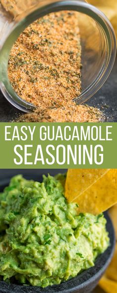 Jar of homemade guacamole seasoning spice blend and bowl of fresh guacamole with tortilla chips Seasoning For Avocado Toast, Avocado Toast Seasoning Recipe, Diy Guacamole, Avocado Snack, Awesome Appetizers