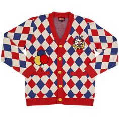 The Certified Clown Cardigan - Sleepy Peach Clowncore Cardigan, Clown Cardigan, Certified Clown, Clown Sweater, Clowncore Fashion, Clowncore Outfit, Kidcore Clothing, Jacket Designs, Silly Clothes