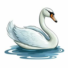 a white swan floating on top of water