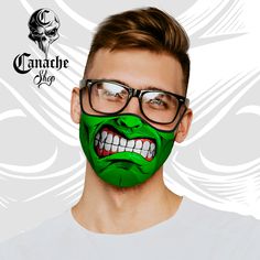 Hulk Face, Tiger Face Mask, Cool Face Mask, Face Mask Design Ideas, Zombie Face, Mouth Mask Fashion, Funny Face Mask, Face Mask Design