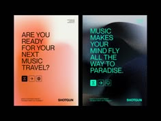 two brochures designed to look like they are ready for your next music travel