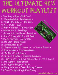 the ultimate 30's workout playlist with various music tracks and audio equipment on it