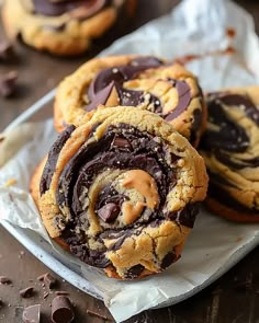 chocolate chip cookies with peanut butter swirled in the middle