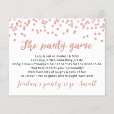 the pink confetti game card