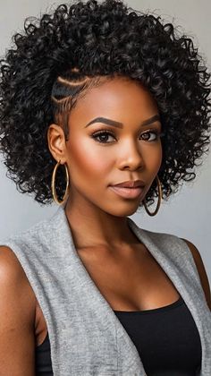 51 Stunning Short Haircuts for Black Women No Weave Hairstyles Black Natural Hair, Short Individual Braids, How To Style Short Natural Black Hair, Curls Hairstyles For Black Women, Shaved Sides With Ponytail, Short Curly Crochet Hairstyles, Crochet Ponytail Hairstyle, Updo Braids For Black Hair, Easy Braided Bun