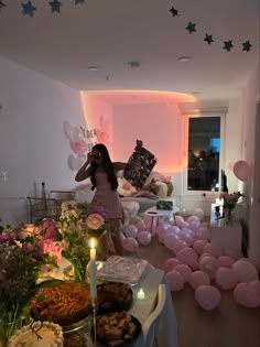 aesthetic birthday Birthday Party Apartment Decor, 21 Birthday House Party Ideas, House Party Birthday Decoration, 21st Birthday Themes Dress Up, 21st Birthday Sleepover, 19th Bday Party Ideas, 15tg Birthday Ideas, 13 Birthday Aesthetic, Indoor Birthday Decorations