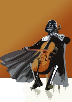 a man sitting on a chair with a violin in his lap and wearing a cape