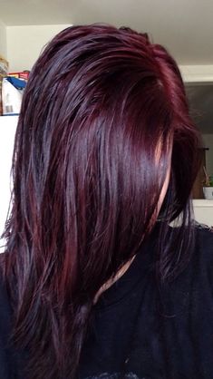 Dark Ruby Hair Color, Chocolate Cherry Hair Color, Pelo Color Borgoña, Black Cherry Hair Color, Black Cherry Hair, Cherry Hair Colors, Magenta Hair