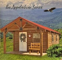 an advertisement for the appalaulan series featuring a small cabin with a porch and picnic table