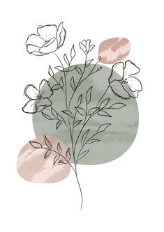 a drawing of some flowers on a white background