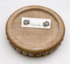 Camera studs - Timber and Clay At A Party, Double Take, Out On The Town, Special Moments, Clay Earrings, A Wedding, Make Sure, In This Moment