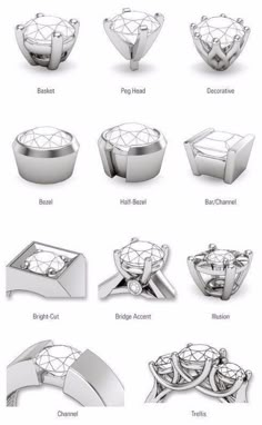 Collet Setting Ring, Single Diamond Ring Designs, Dimand Ring, Types Of Ring Settings, Single Diamond Ring, Types Of, Single Stone Ring