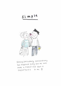 a drawing of two people standing next to each other with the words simple written above them