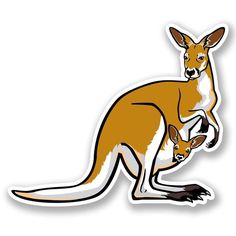 a kangaroo and its baby sticker on a white background