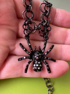 Black / gunmetal Chainmail necklace with spider pendant.  Black and gunmetal color jump rings  Spider pendant  15-18 inches adjustable Spider Pendant, Chainmail Necklace, Chain Mail, Jump Rings, Chains Necklace, Jewelry Accessories, Jewelry Necklaces, Chain, Pendant