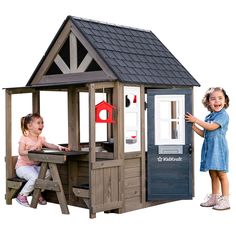 KidKraft Valley View Wooden Playhouse - Sam's Club Backyard Playhouse Ideas, Wooden Outdoor Playhouse, Kid Playhouse, Outdoor Playsets, Kids Playhouse Outdoors, Pallet Kids, Wood Playhouse, Indoor Tents, Playhouse Ideas