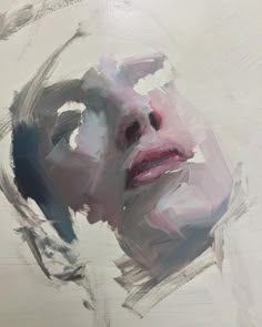 an abstract painting of a woman's face with her head tilted to the side