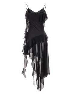 Find BLUMARINE Ruffled Silk Georgette Dress on Editorialist. black silk fully ruffled scoop neck spaghetti straps asymmetric hem Blumarine Dress, Silk Georgette Dress, Modern Cocktail, Asymmetric Dress, Georgette Dress, Mob Wife, Wardrobe Edit, Dress Crafts, Costumes Ideas