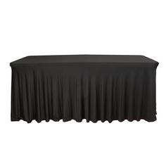 a black table cloth with pleated edges