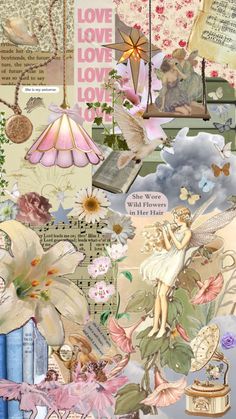 an altered collage with flowers and fairy images