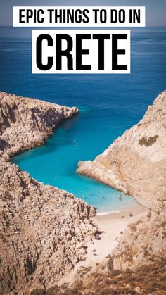 an aerial view of the ocean with text overlay that reads 17 things to do in crete