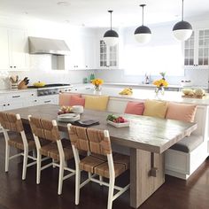 a kitchen table with chairs around it