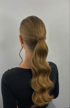 Ponytail Hollywood Waves, High Ponytail Hairstyles With Bangs, Hair Hollywood Waves, Slick Ponytail Hairstyles, Bridal Pony, Wedding Ponytail Hairstyles, Wedding Ponytail