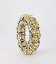 Yellow Diamond Ring, Diamond Eternity Wedding Band, Yellow Ring, Fancy Yellow Diamond, Yellow Jewelry, Diamond Eternity Band