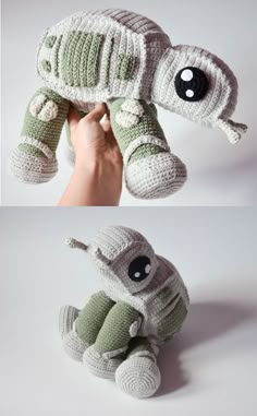 there is a crocheted stuffed toy in the shape of a turtle