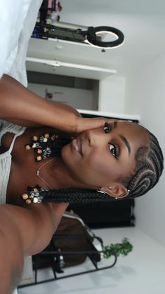 Cornrows With Wooden Beads, Cornrow Protective Styles, Cornwors Hairstyle Black Women, Cornrow Hairstyles With Beads, Natural Braids Hairstyles, Cornrows Styles, Braided Hairstyles For Black Women Cornrows, Big Box Braids Hairstyles, Quick Natural Hair Styles