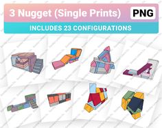 the 3 nugget single prints includes 23 configurations