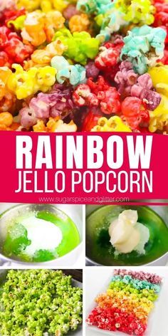 rainbow jello pop corn recipe that is ready to be eaten