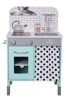 Little ones will love playing chef with this sturdy wood kitchen that features an oven that opens, a undersink curtain, rotating knobs and a spice rack shelf. Warning: Choking hazard. Small parts. Not for children under 3 years Ages 3 and up MDF/plastic 19.75" x 12.75" x 29.5" Assembly required Imported Daycare Playroom, Modern Wooden Kitchen, Classroom Preschool, Spice Rack Storage, Kitchen Playset, Toddler Kitchen, Wooden Play Kitchen, Spice Shelf, Kids Play Kitchen