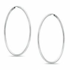 Sterling Silver 70mm Continuous Hoop Earrings Silver Hoops, White Metal, Earring Backs, Designer Earrings, Metal Jewelry, Personalized Jewelry, Types Of Metal, Fashion Earrings, Sterling Silver Jewelry