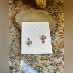 This Is A Very Beautiful Pair Of Rose Gold P,Aged Metal Dangle Earrings . They Have Beautiful Clear Cubic Zirconia And Is From The Alicia Bonnie Collection . Comes With Dust Bag And All Original Packaging . Bonnie Gold, Bonnie Jewelry, Boho Texture, Romantic Earrings, Knot Stud Earrings, Knot Studs, Bronze Earrings, Snowflake Earrings, Knot Earrings