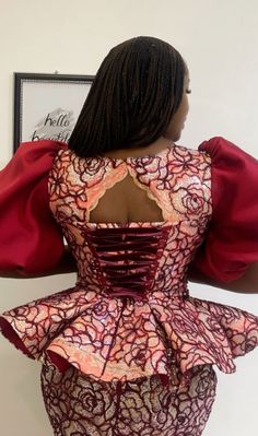 Short Lace Skirt Outfit, Damask Top Styles, Damask Skirt And Blouse Styles, Lace And Short African Dress, Kampala Skirt And Blouse Styles, Short African Dress, Kente Outfits, Madam Blouse, Short Lace Skirt