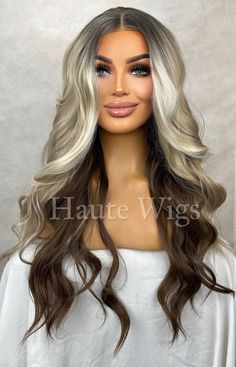 ❤️ Our Luxury Wig Is Made From The Highest Grade Of Synthetic Fibers For An Outstanding Wig. She Is Heat Resistant 130-160oC (266-320oF). She Should Never To Be Dyed Or Bleached. So Beautiful ! A Head Turner! Lace front with free parting - part her anyway you like!! ❤️ Medium - large Inner Wig Cap Size With Adjustable Straps For Extra Security. This Wig Will Look Stunning On All Ladies And Skin Tones. You Will Receive So Many Compliments ! ❤️ So Full And Voluminous Yet Lightweight When Worn. Lon Ash Blonde Highlights, Bleach Blonde Hair, Brown Balayage, Bleach Blonde, Ash Blonde, Wig Cap, Womens Wigs, Blonde Highlights, Lace Front