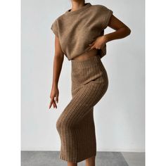 Lasaky - Sleeveless Sweater Dress with Slim-Fit Long Skirt High Waist Long Skirt, Long Skirt Outfits, Sleeveless Sweater Dress, Princess Sleeves, Maxi Rok, Bodycon Skirt, Crewneck Dress, Body Con Skirt, Knit Sweater Dress