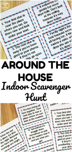 printable family night scavenger hunt cards for kids to help them learn how to write